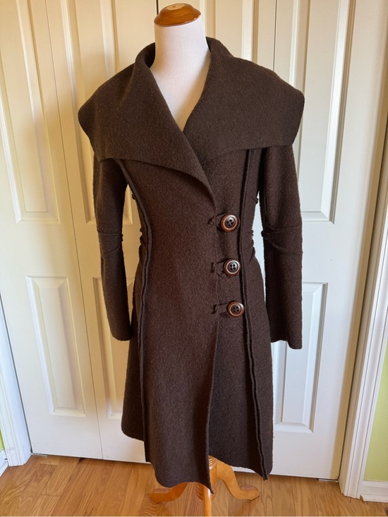Report Jackets & Blazers - Report Collection Chocolate Brown Wool Knit Coat M ITALY